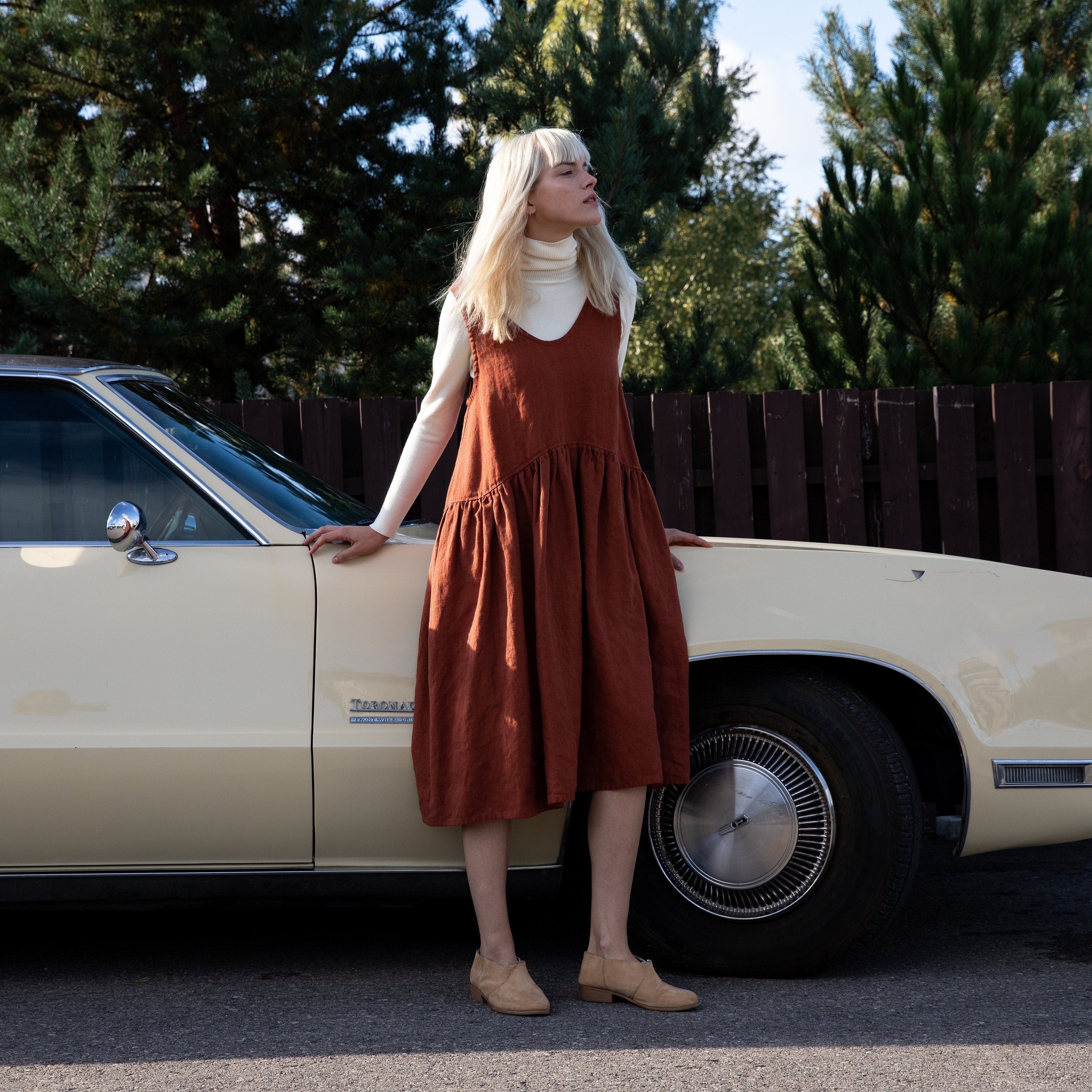 Linen smock dress VOLUME / Oversized linen dress in heavy linen