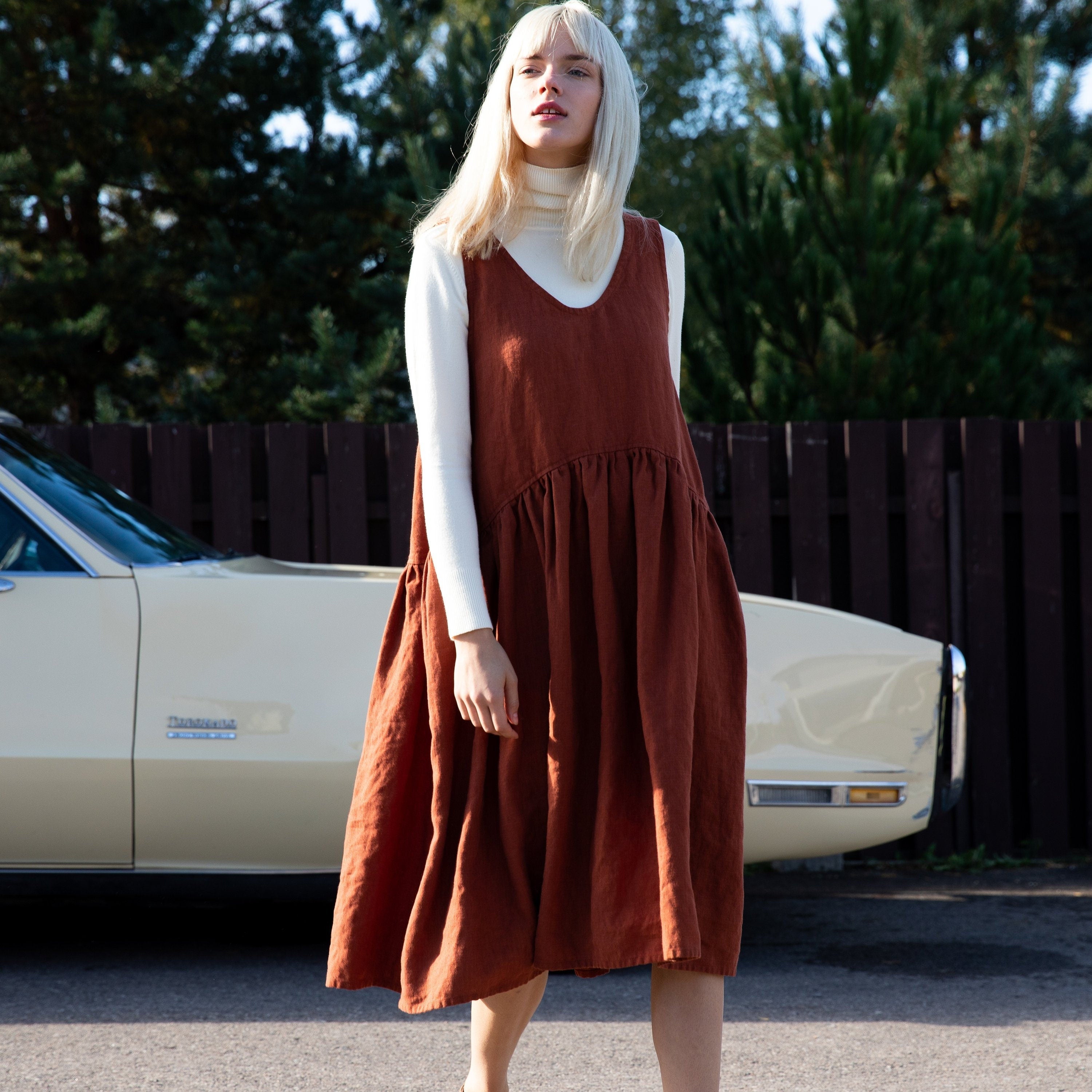 Linen smock dress VOLUME / Oversized linen dress in heavy linen