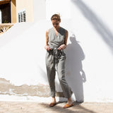 Sleeveless MARGARET wrap linen jumpsuit