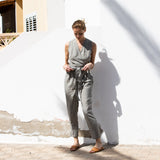 Sleeveless MARGARET wrap linen jumpsuit