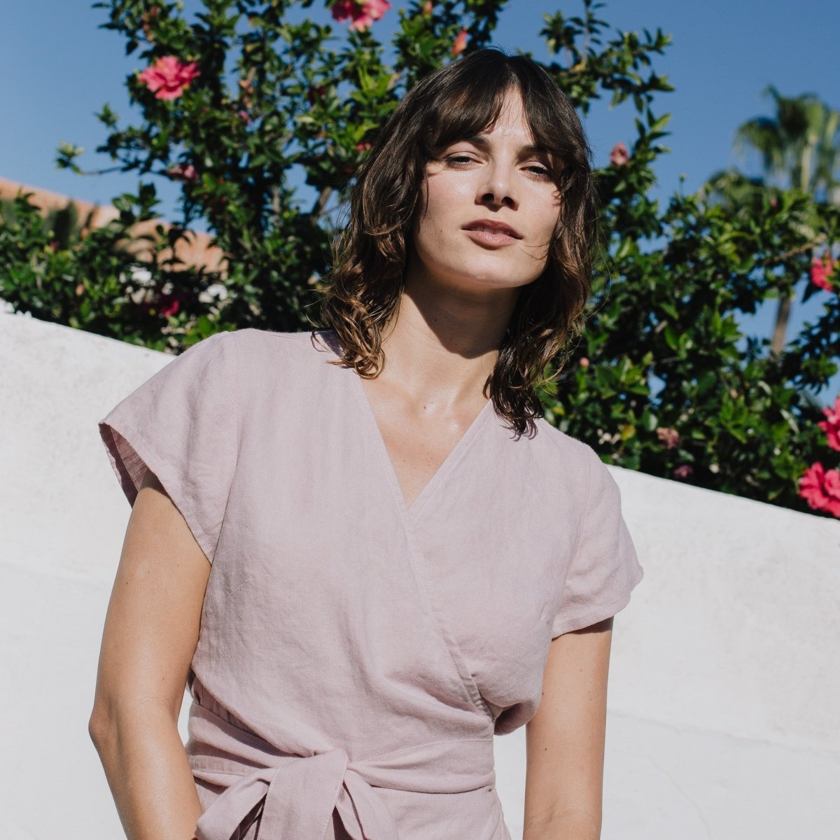 MADRID cropped linen wrap top - notPERFECTLINEN