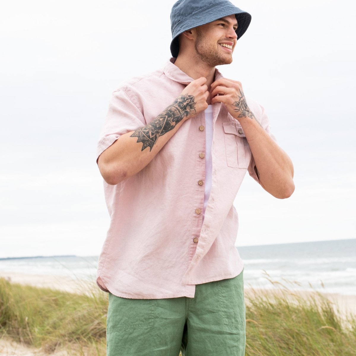 Men’s short sleeve linen shirt QUEBEC - notPERFECTLINEN EU