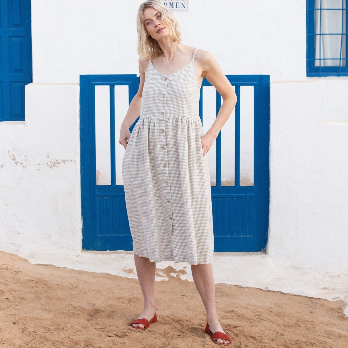 SARAH button down slip linen dress - notPERFECTLINEN EU