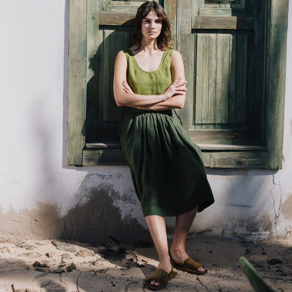 1950s CITY flat front linen skirt - notPERFECTLINEN EU