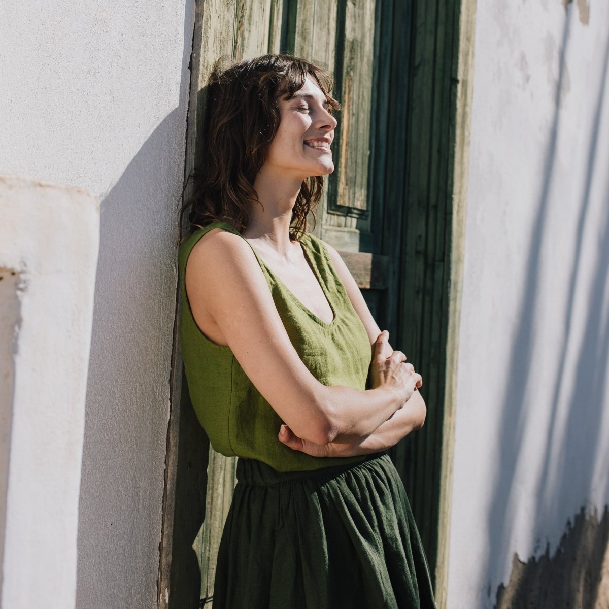 1950s CITY flat front linen skirt - notPERFECTLINEN EU