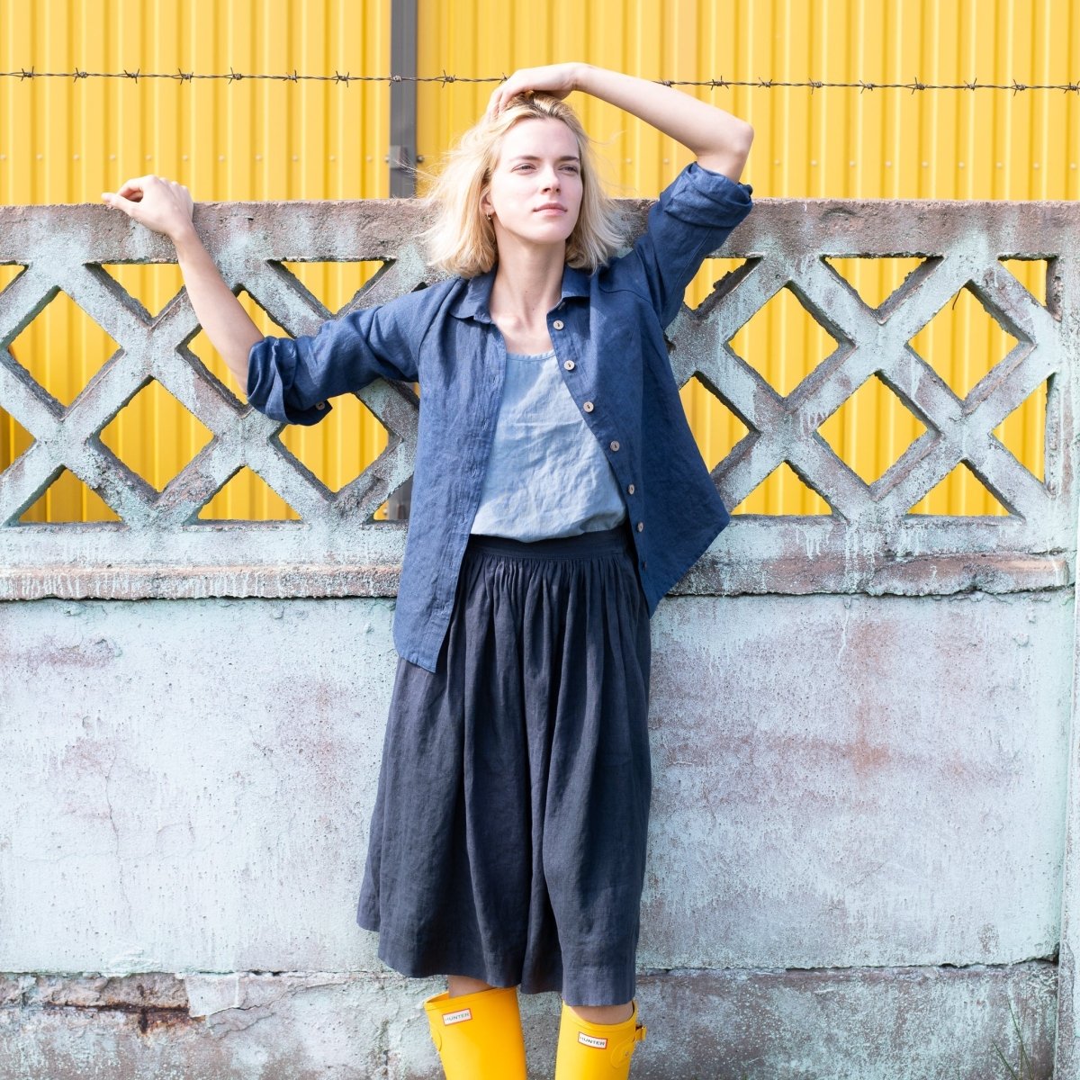 1950s CITY flat front linen skirt - notPERFECTLINEN EU