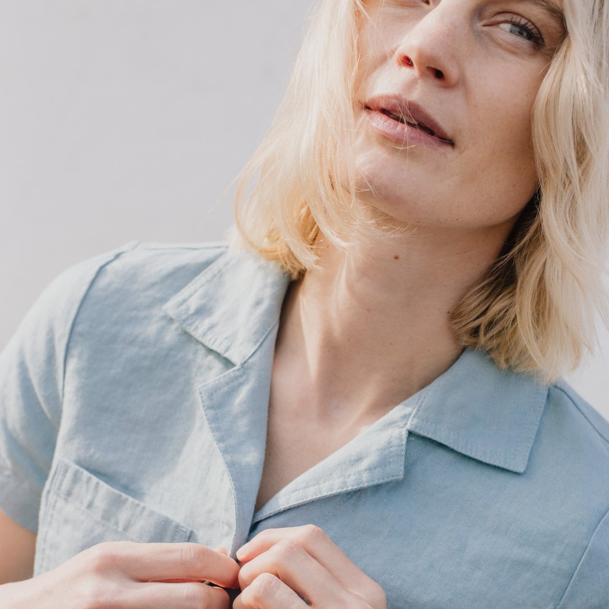 DINAN notch collar linen shirt - notPERFECTLINEN EU