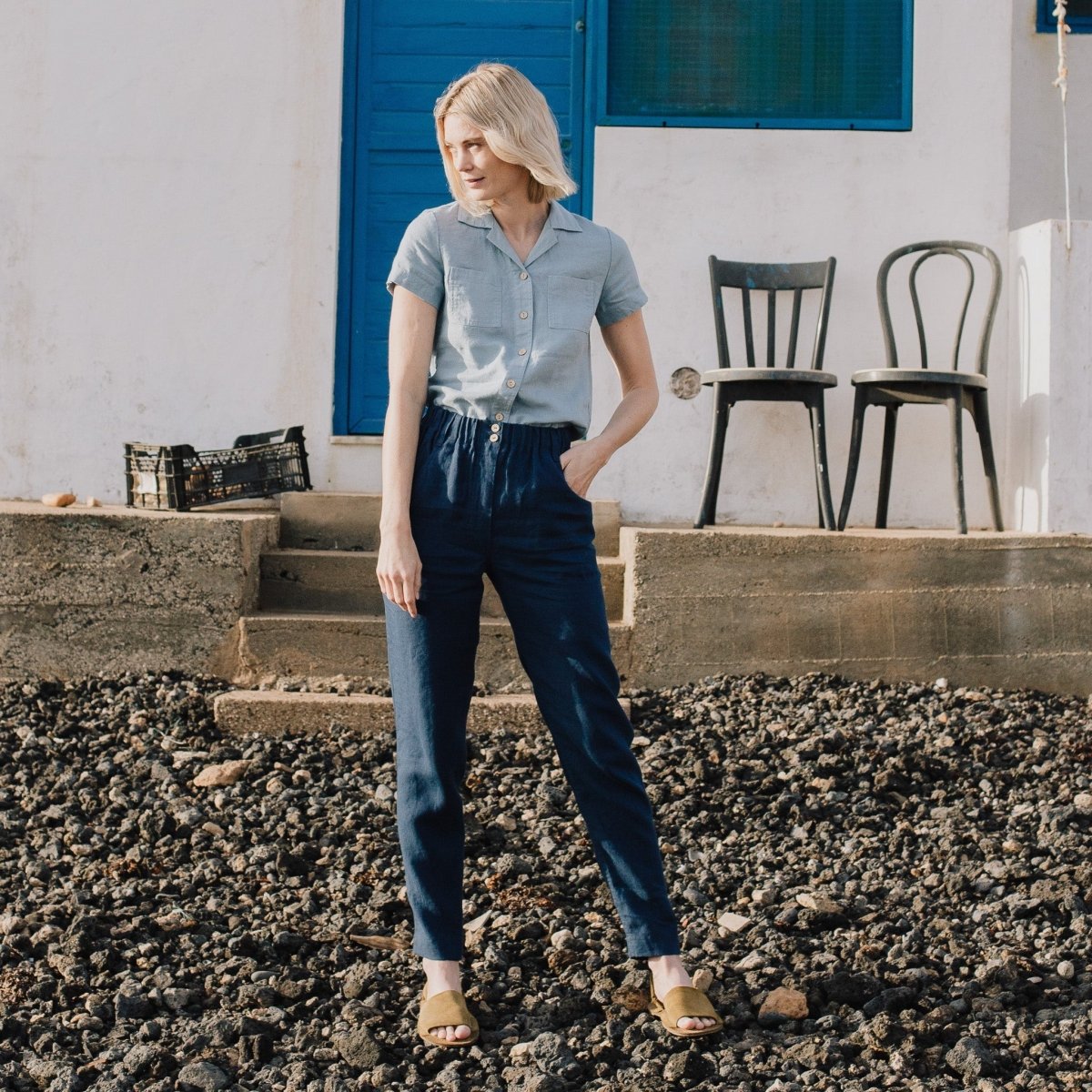 DOOLIN high-waisted linen pants - notPERFECTLINEN EU