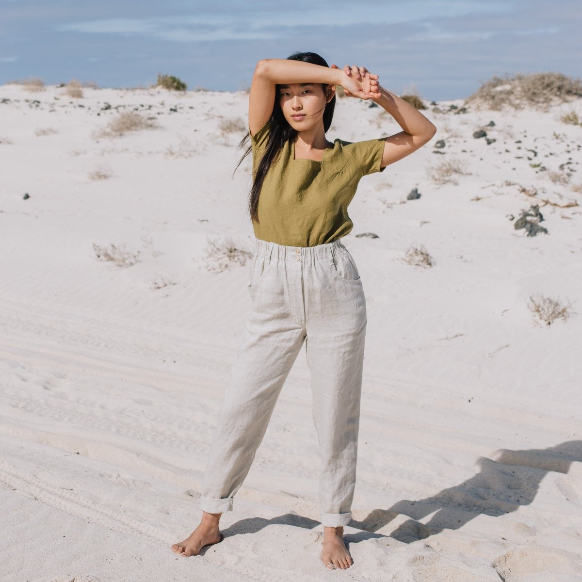 DOOLIN high-waisted linen pants - notPERFECTLINEN EU