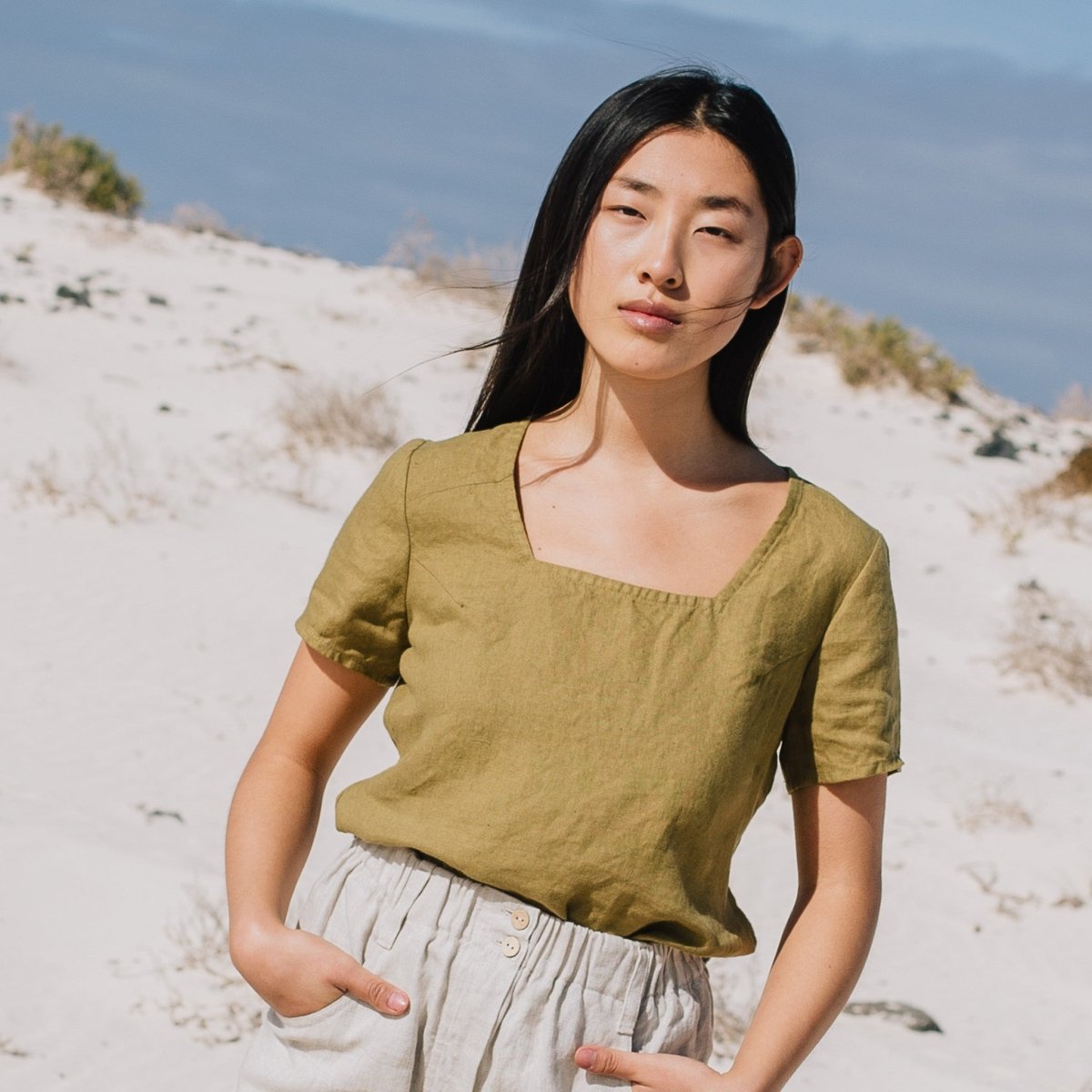 DOOLIN high-waisted linen pants - notPERFECTLINEN EU