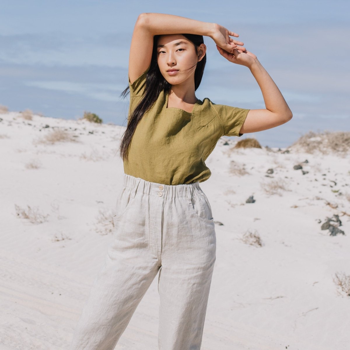 DOOLIN high-waisted linen pants - notPERFECTLINEN EU