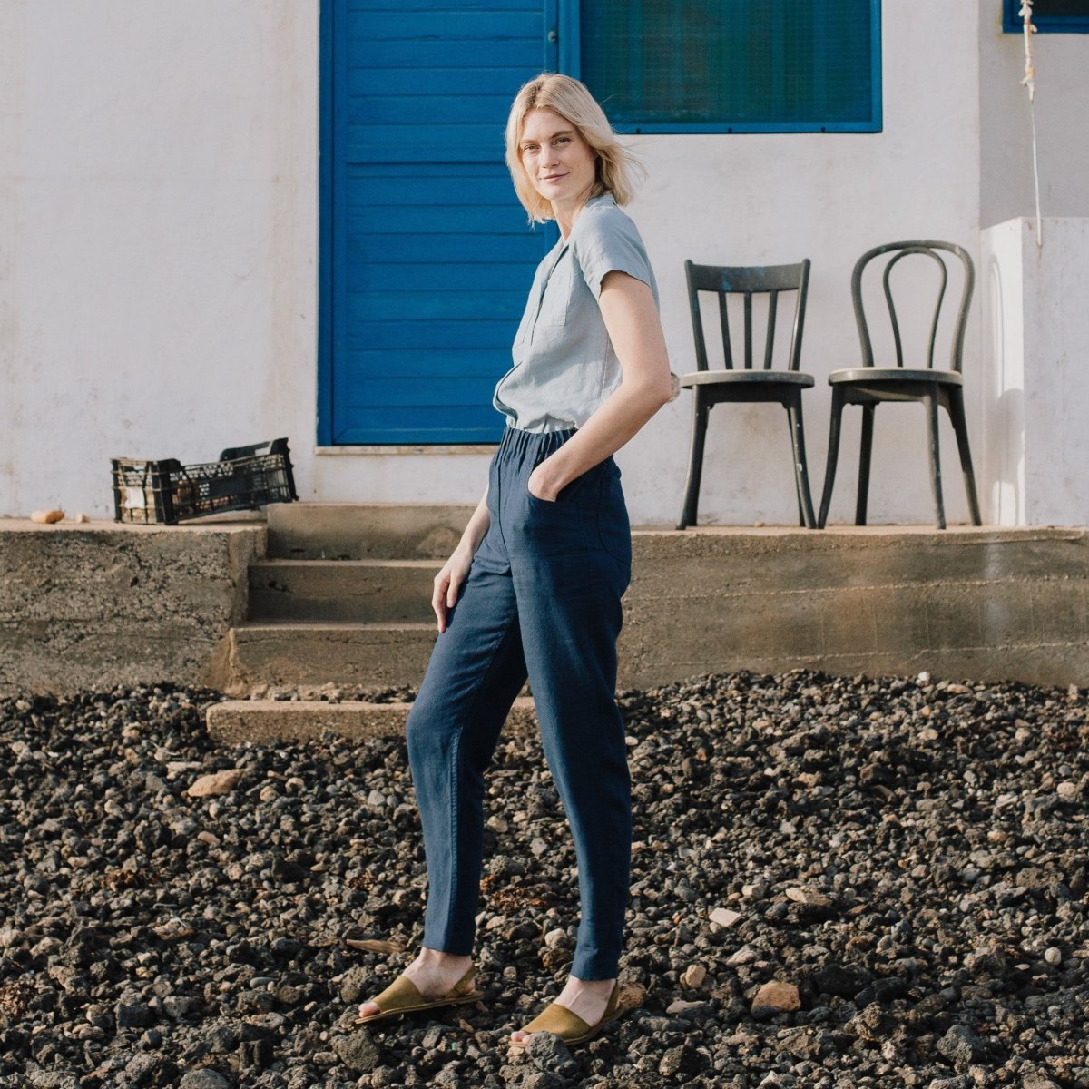 DOOLIN high-waisted linen pants - notPERFECTLINEN EU