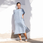 FATIMA light weight blue gingham linen tunic - notPERFECTLINEN EU