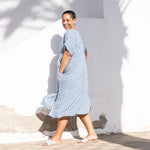 FATIMA light weight blue gingham linen tunic - notPERFECTLINEN EU