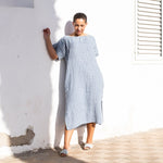 FATIMA light weight blue gingham linen tunic - notPERFECTLINEN EU