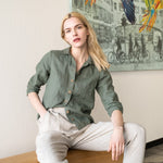 LILLE collar linen shirt with 3/4 sleeves - notPERFECTLINEN EU