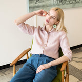 LILLE collar linen shirt with 3/4 sleeves - notPERFECTLINEN EU