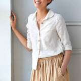 LILLE collar linen shirt with 3/4 sleeves - notPERFECTLINEN EU