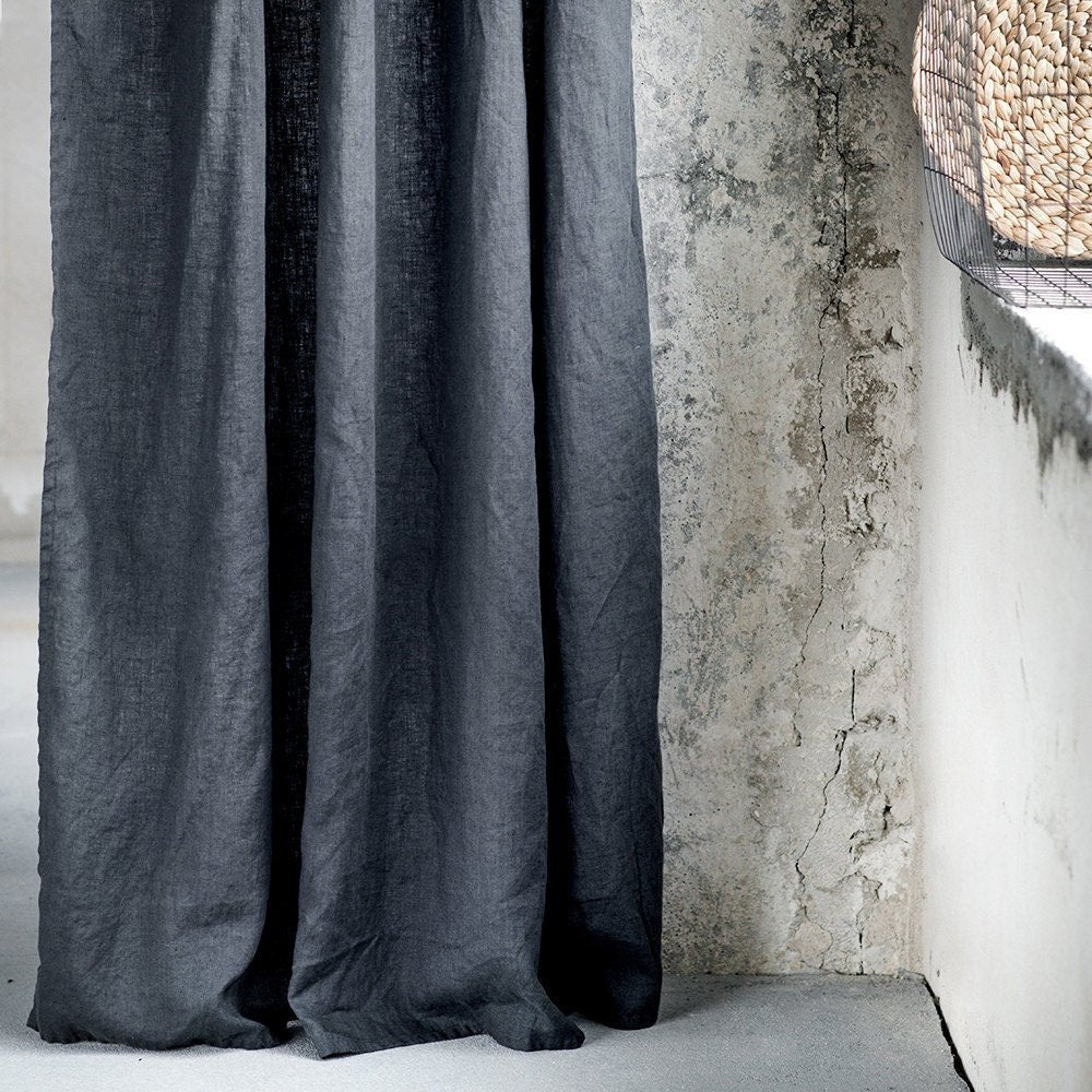 Linen CURTAIN in Charcoal / 1 PANEL - notPERFECTLINEN EU