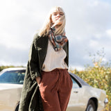 Linen Scarf - Checkered (composition of Blue-Beige-Redwood) - notPERFECTLINEN EU