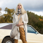 Linen Scarf - Checkered (composition of Blue-Camel-Beige-Grey) - notPERFECTLINEN EU