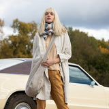 Linen Scarf - Checkered (composition of Blue-Camel-Beige-Grey) - notPERFECTLINEN EU