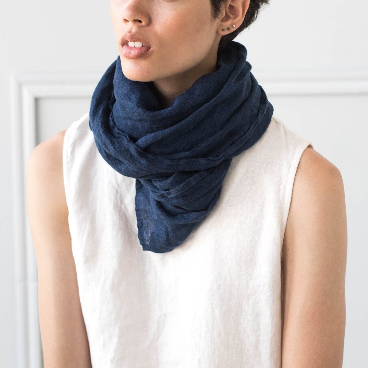 Linen Scarf in Admiral Blue - notPERFECTLINEN EU