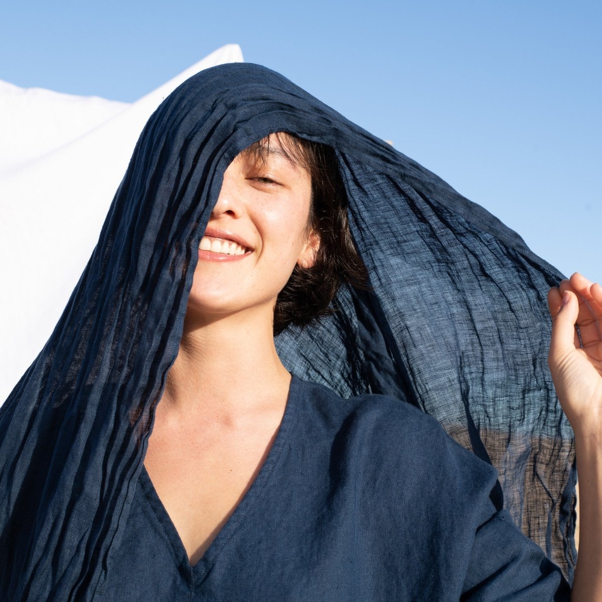 Linen Scarf in Admiral Blue - notPERFECTLINEN EU