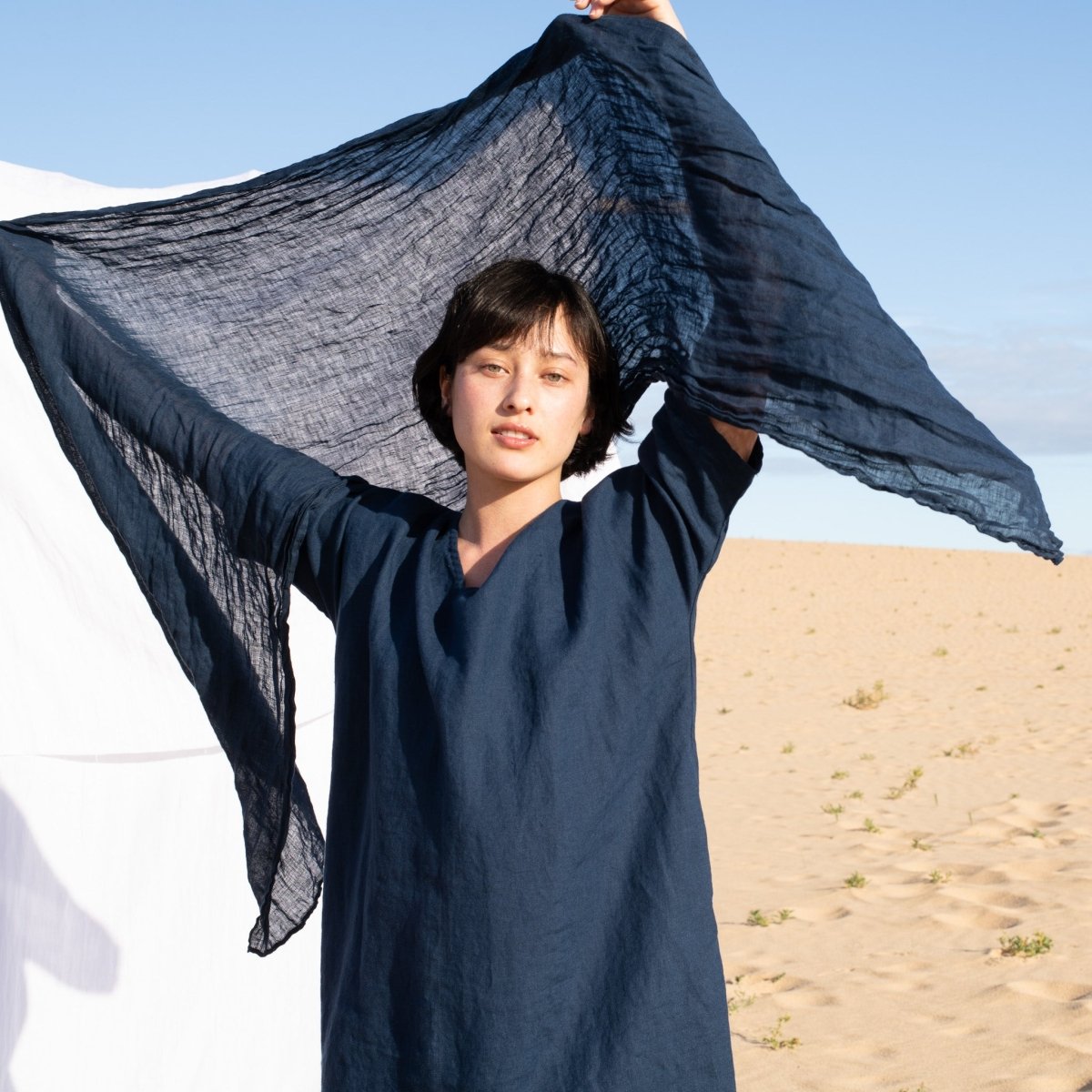 Linen Scarf in Admiral Blue - notPERFECTLINEN EU