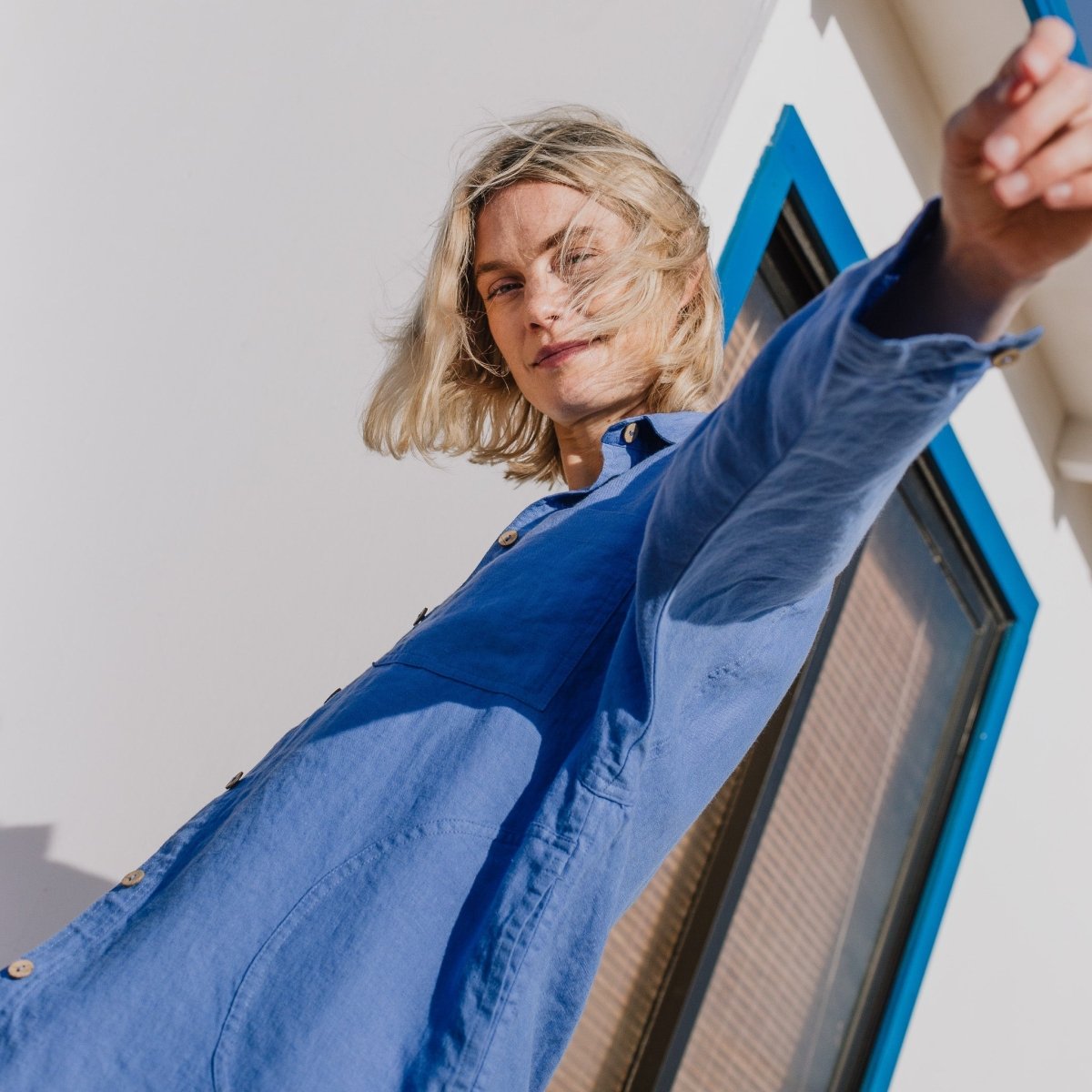 LIVORNO-2 oversized linen collar shirt - notPERFECTLINEN EU