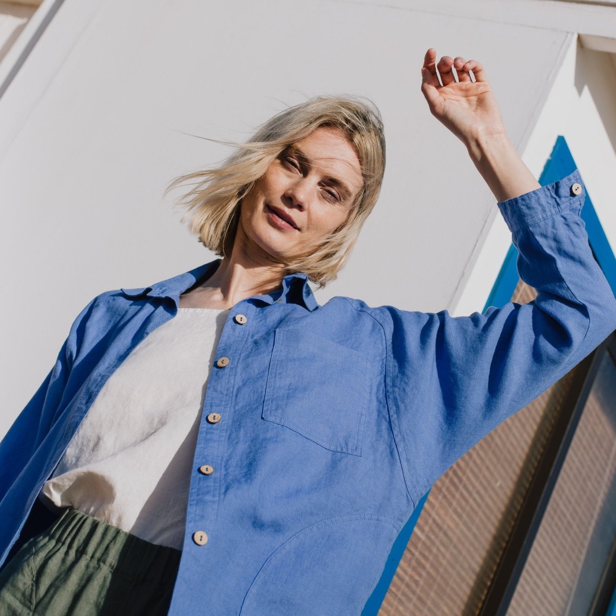 LIVORNO-2 oversized linen collar shirt - notPERFECTLINEN EU