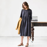 Long sleeve Maxi MAMA linen dress - notPERFECTLINEN EU