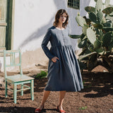 Long sleeve Maxi MAMA linen dress - notPERFECTLINEN EU