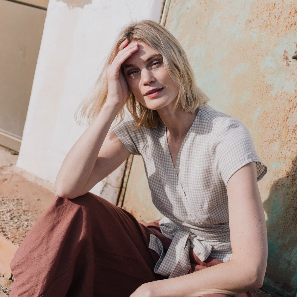 MADRID cropped linen wrap top - notPERFECTLINEN EU