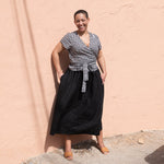 MADRID light weight black gingham cropped linen wrap top - notPERFECTLINEN EU