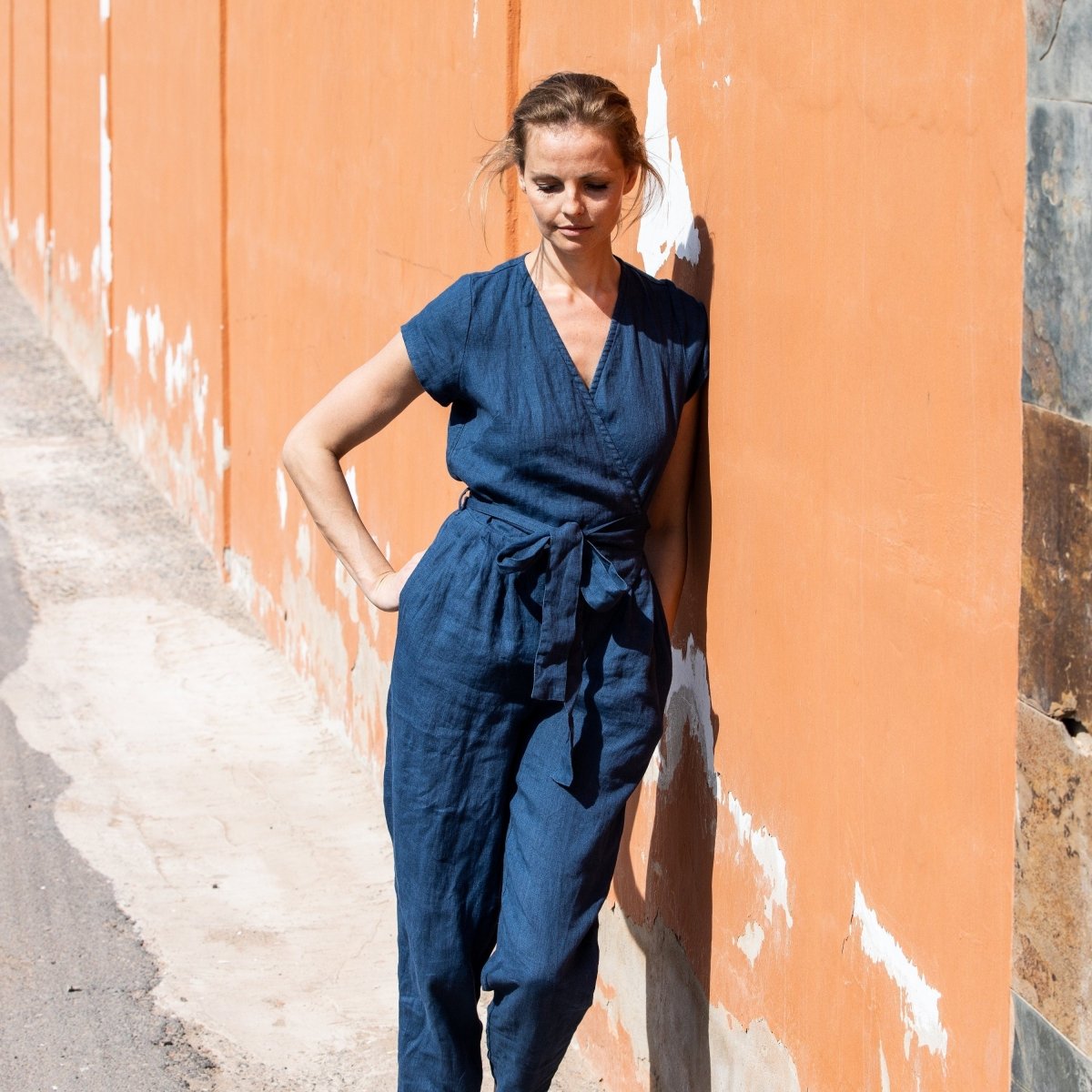 MARGARET wrap linen jumpsuit - notPERFECTLINEN EU