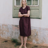 Maxi MAMA-2 short sleeve linen dress - notPERFECTLINEN EU