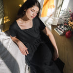 Maxi ODESA gathered linen dress - notPERFECTLINEN EU