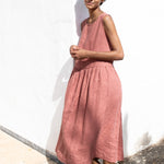 Maxi SMOCK loose linen dress - notPERFECTLINEN EU