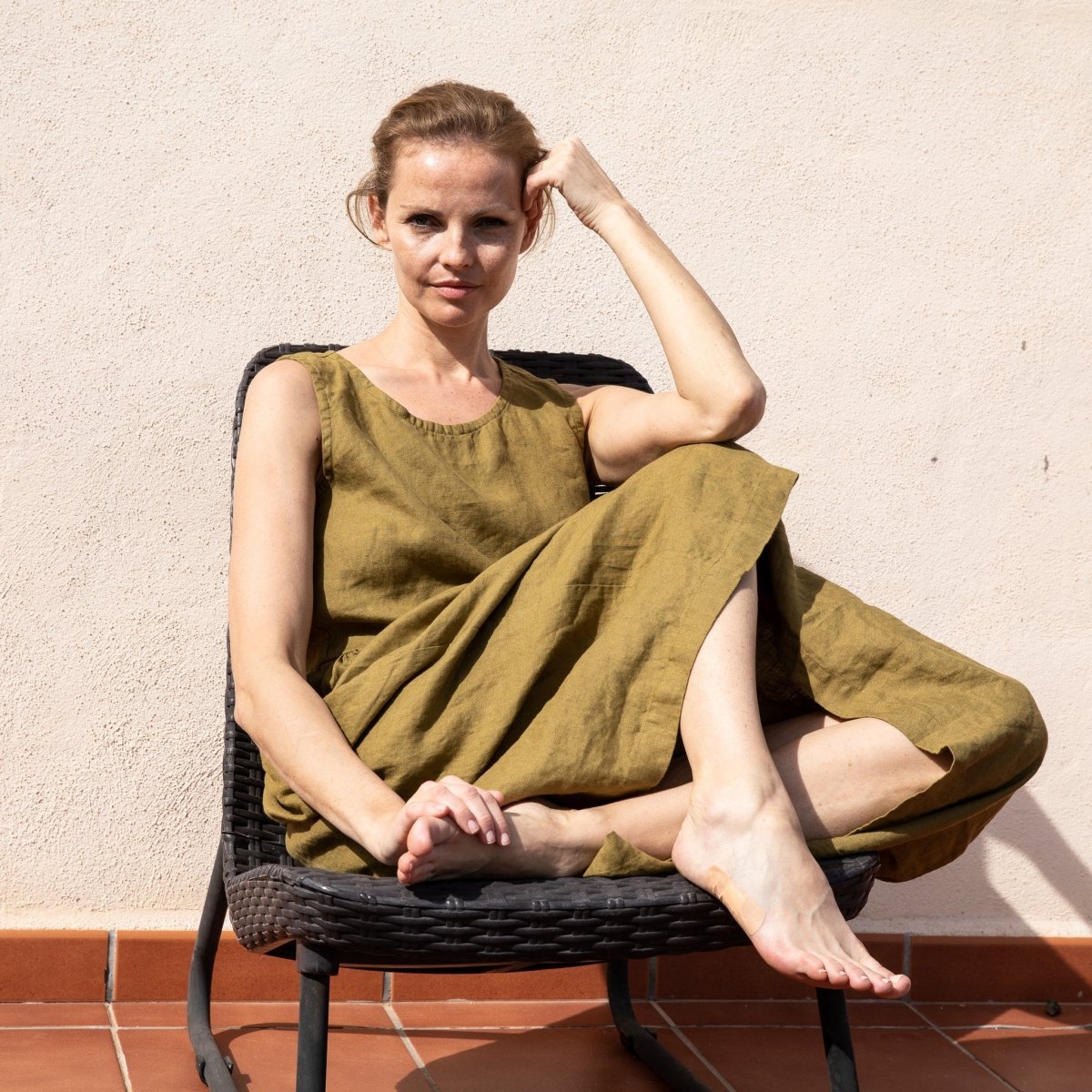 Maxi SMOCK loose linen dress - notPERFECTLINEN EU