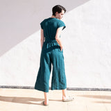 Maxi TORINO wrap wide leg linen jumpsuit - notPERFECTLINEN EU