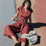 Maxi TORINO wrap wide leg linen jumpsuit - notPERFECTLINEN EU