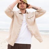 Men’s long sleeve linen shirt MONTREAL - notPERFECTLINEN EU