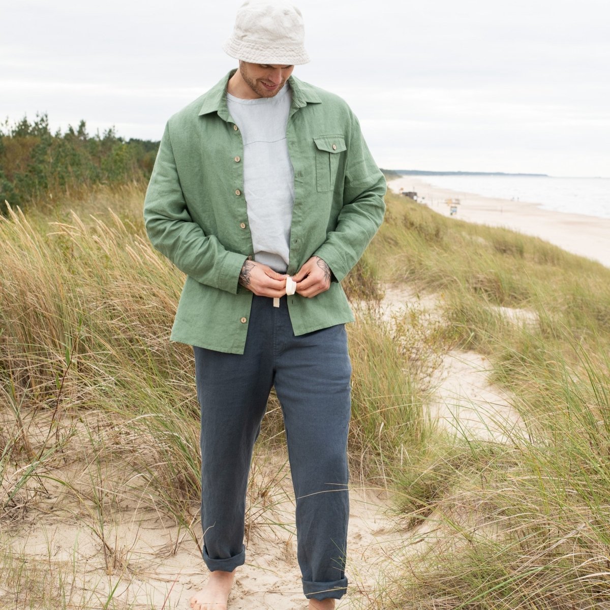 Men’s long sleeve linen shirt MONTREAL - notPERFECTLINEN EU