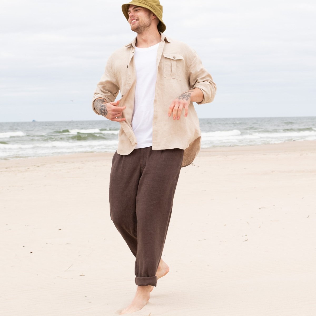 Men’s long sleeve linen shirt MONTREAL - notPERFECTLINEN EU