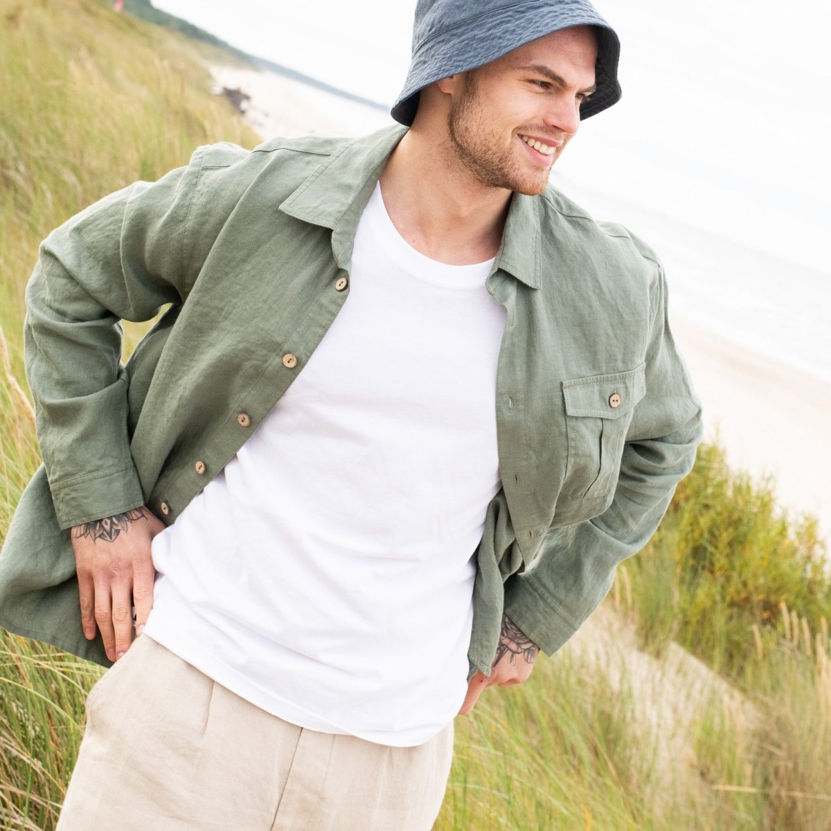 Men’s long sleeve linen shirt MONTREAL - notPERFECTLINEN EU