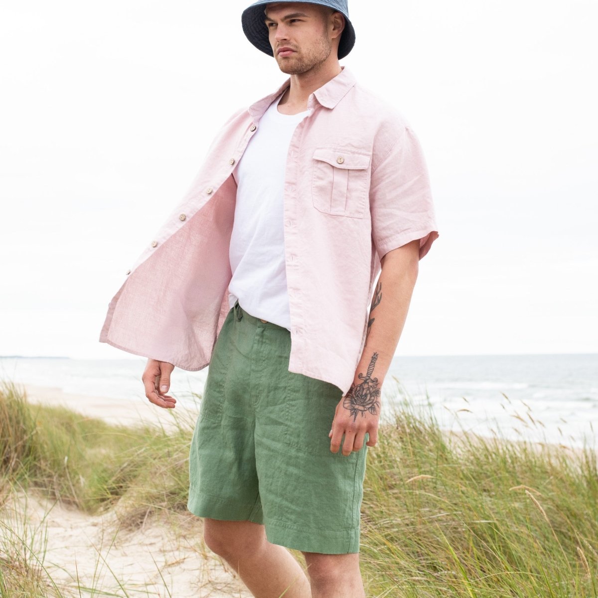 Men’s short sleeve linen shirt QUEBEC - notPERFECTLINEN EU
