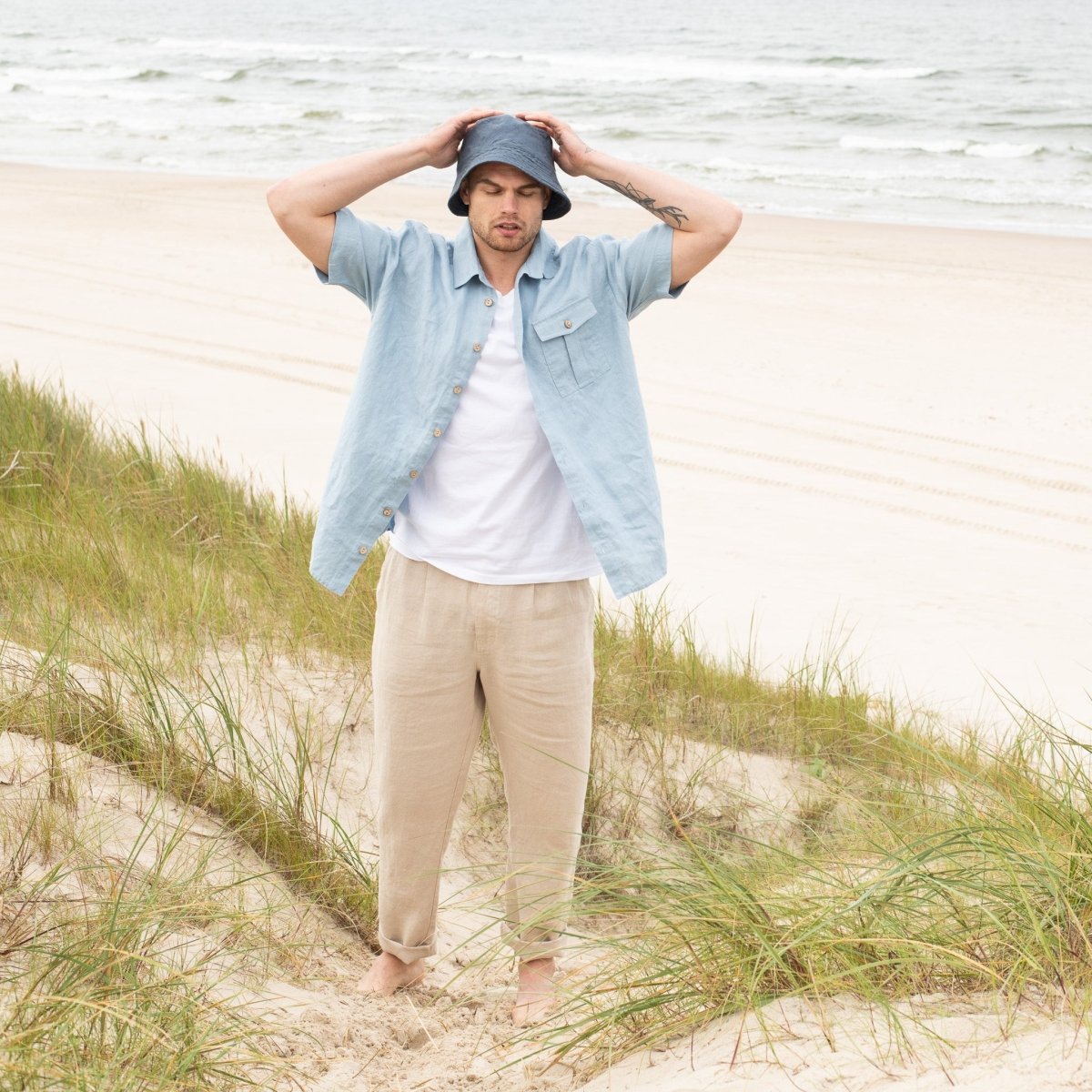 Men’s short sleeve linen shirt QUEBEC - notPERFECTLINEN EU