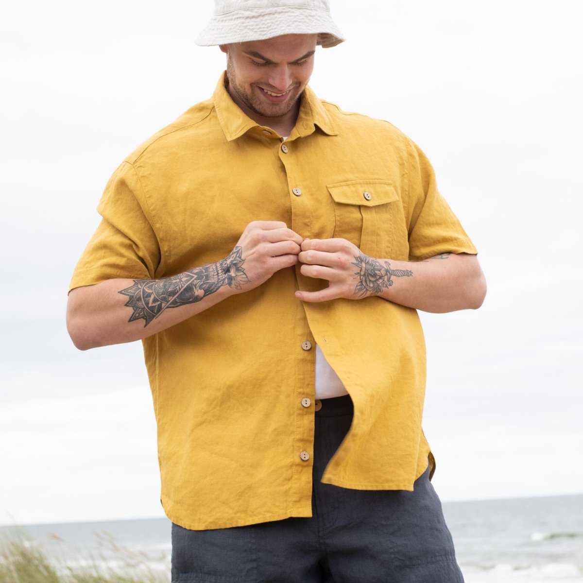 Men’s short sleeve linen shirt QUEBEC - notPERFECTLINEN EU