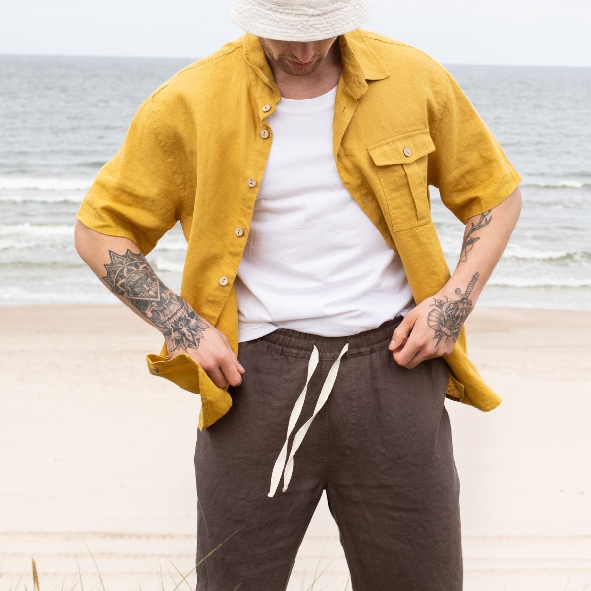 Men’s short sleeve linen shirt QUEBEC - notPERFECTLINEN EU